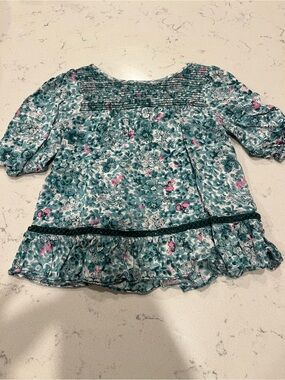 Oshkosh Girls Floral Teal Top 2T